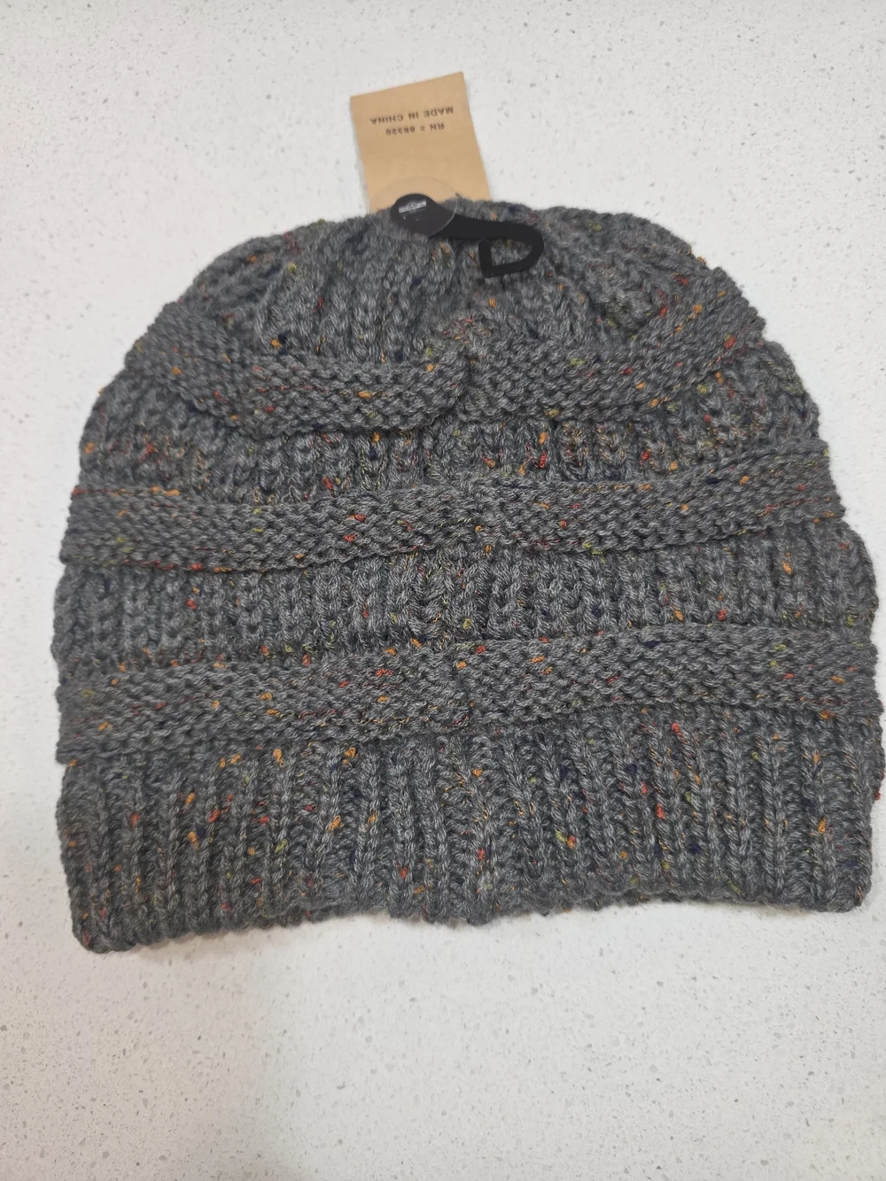 C.C Gray Knit Pom Beanie - Cozy Winter Hat